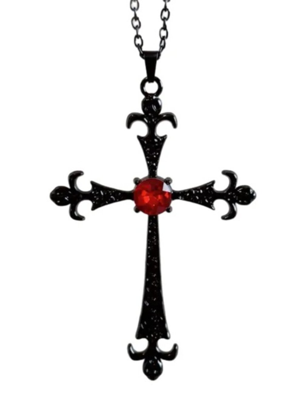 DESIGNER Medieval Goth Black Red Crystal Statement Chain Necklace**NEW!